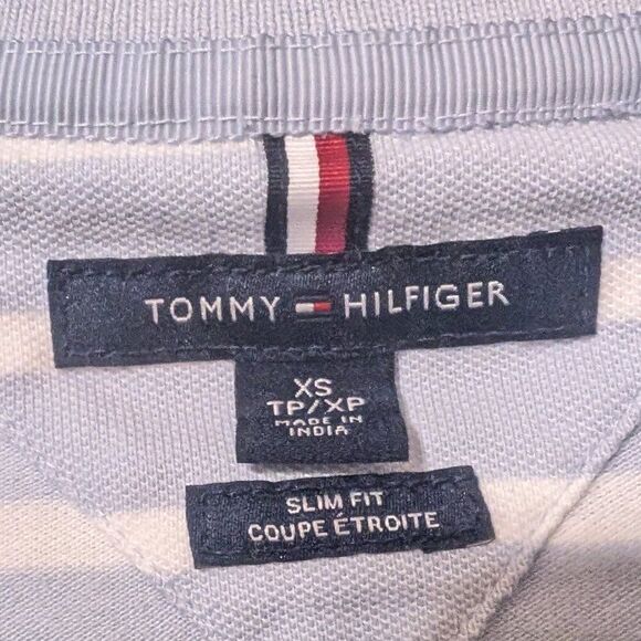 NWOT Tommy Hilfiger Slim Fit Stretch Collared Polo Dress Blue White Stripe XS - Picture 7 of 7